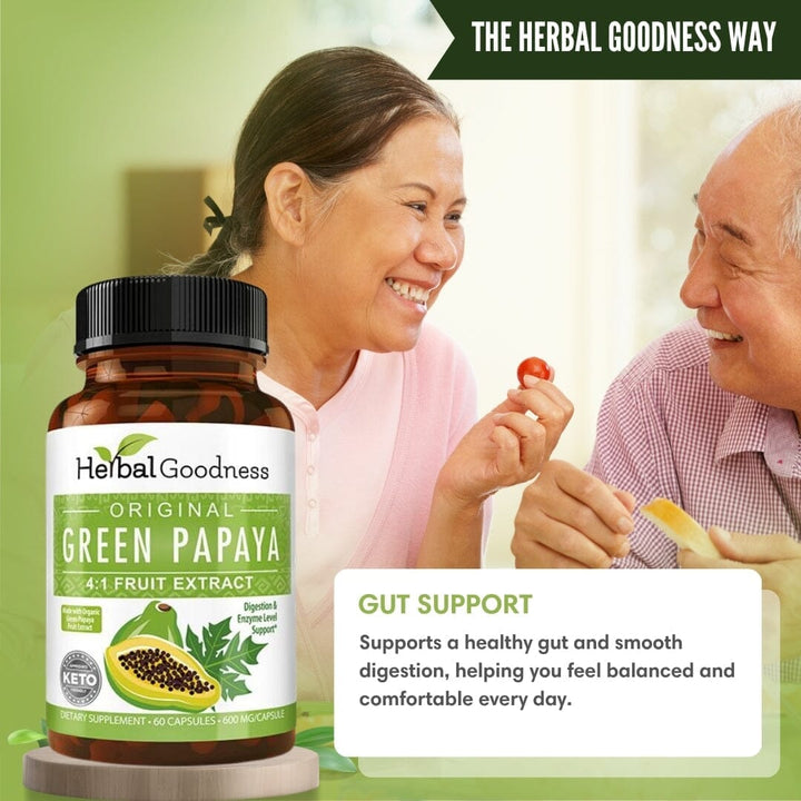 Green Papaya Fruit Extract - 4X 60/600mg Capsule - Digestion Aid Capsules Herbal Goodness 