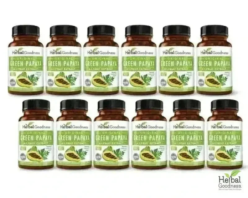 Green Papaya Fruit Extract - 4X 60/600mg Capsule - Digestion Aid Capsules Herbal Goodness Case Qty (12) 