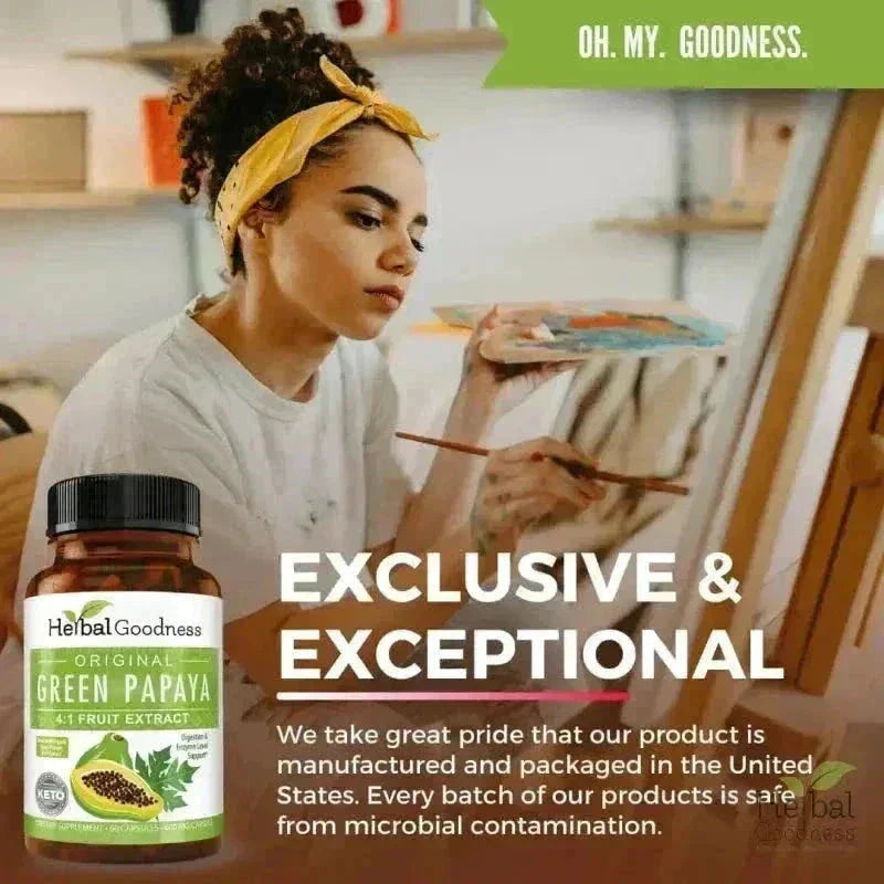 Green Papaya Fruit Extract - Capsules 60/600mg - 4X Strength - Herbal Goodness Capsules Herbal Goodness 