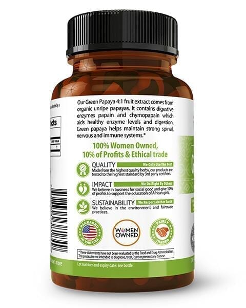 Green Papaya Fruit Extract - Capsules 60/600mg - 4X Strength - Digestion & Enzyme Level Support - Herbal Goodness Capsules Herbal Goodness 