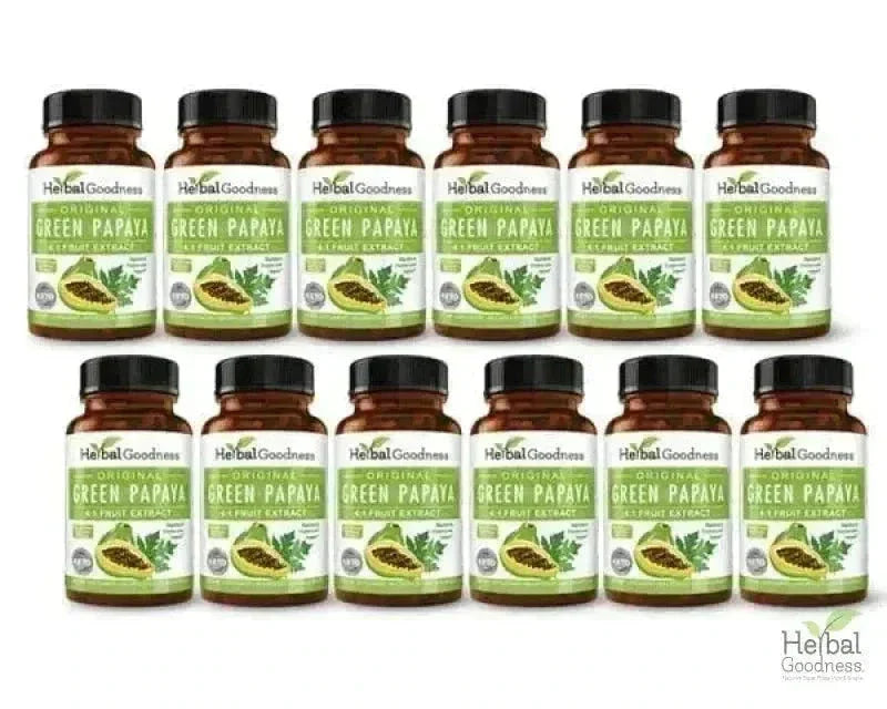 Green Papaya Fruit Extract - Capsules 60/600mg - 4X Strength - Herbal Goodness Capsules Herbal Goodness Case Qty (12) 