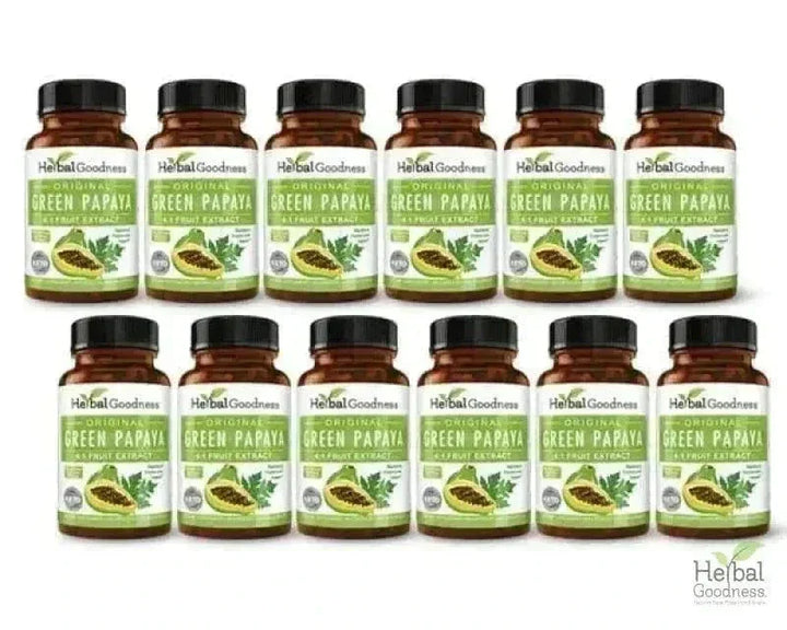 Green Papaya Fruit Extract - Capsules 60/600mg - 4X Strength - Herbal Goodness Capsules Herbal Goodness Case Qty (12) 