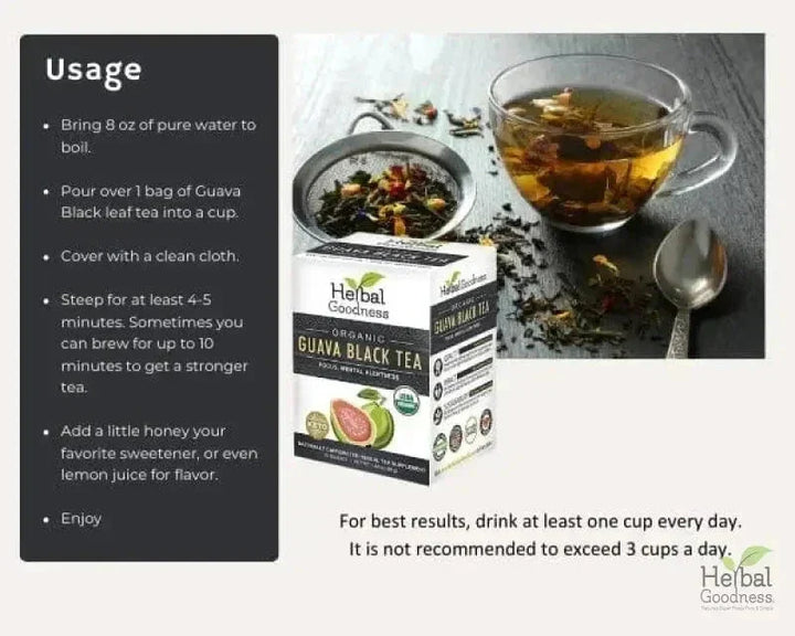 Guava Black Tea - Organic 24/2g Teabags - Clarify, Energy, Focus & Mental Alertness - Herbal Goodness Tea & Infusions Herbal Goodness 