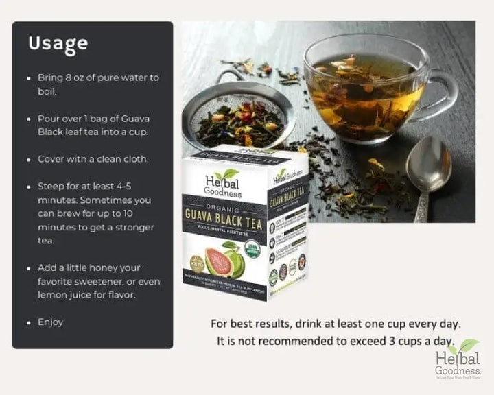 Guava Black Tea - Organic 24/2g Teabags - Clarify, Energy, Focus & Mental Alertness - Herbal Goodness - Herbal Goodness