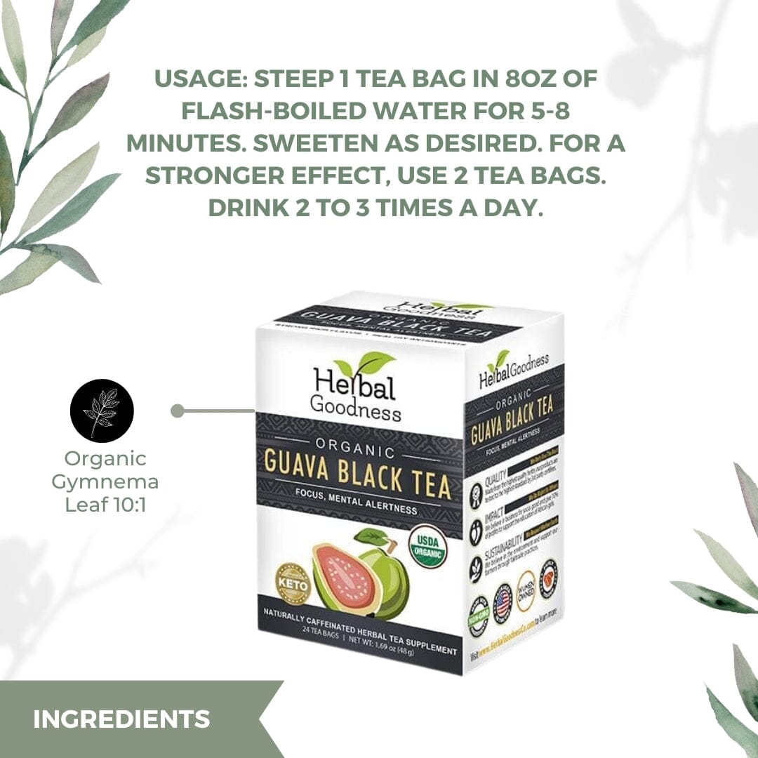 Guava Black Tea - Organic 24/2g Teabags - Clarify, Energy, Focus & Mental Alertness - Herbal Goodness Tea & Infusions Herbal Goodness 