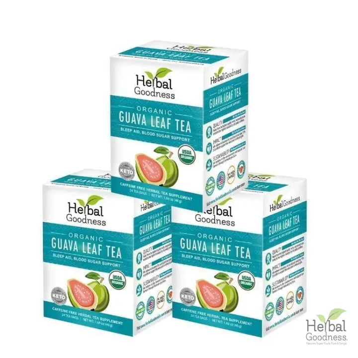 Guava Leaf Tea - Organic - Tea 24/2g - Caffeine-Free Tea &amp; Infusions Herbal Goodness 3 Packs 