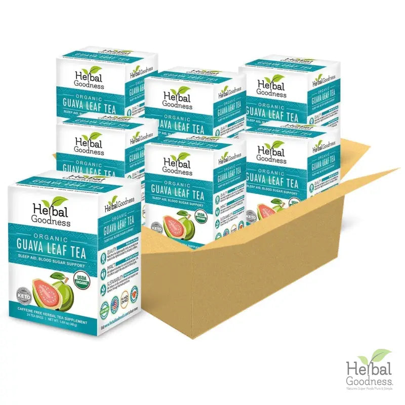 Guava Leaf Tea - Organic - Tea 24/2g - Caffeine-Free Tea &amp; Infusions Herbal Goodness Case (6) 