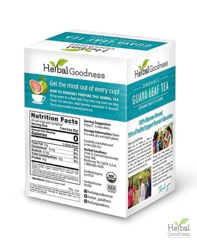 Guava Leaf Tea - Organic - Tea 24/2g - Caffeine-Free Tea &amp; Infusions Herbal Goodness 