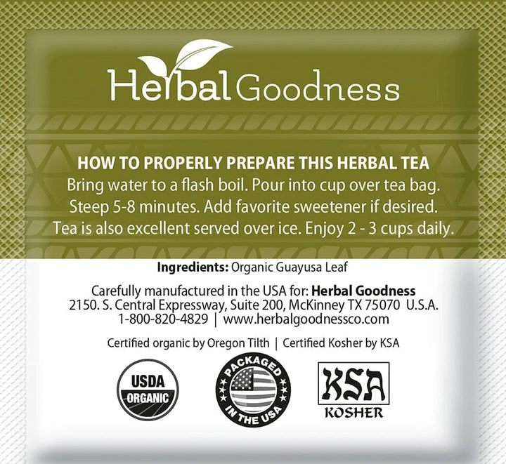 Guayusa Leaf Extract Tea - Organic 24/2g - Energy & Focus Support - Herbal Goodness Tea & Infusions Herbal Goodness 