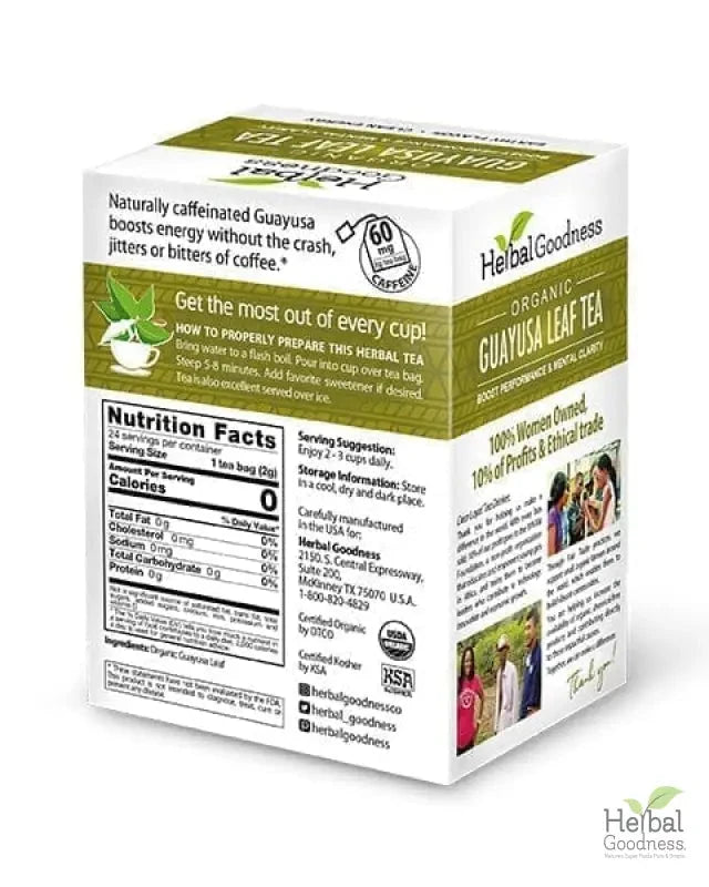 Guayusa Leaf Extract Tea - Organic 24/2g - Energy & Focus Support - Herbal Goodness Tea & Infusions Herbal Goodness 