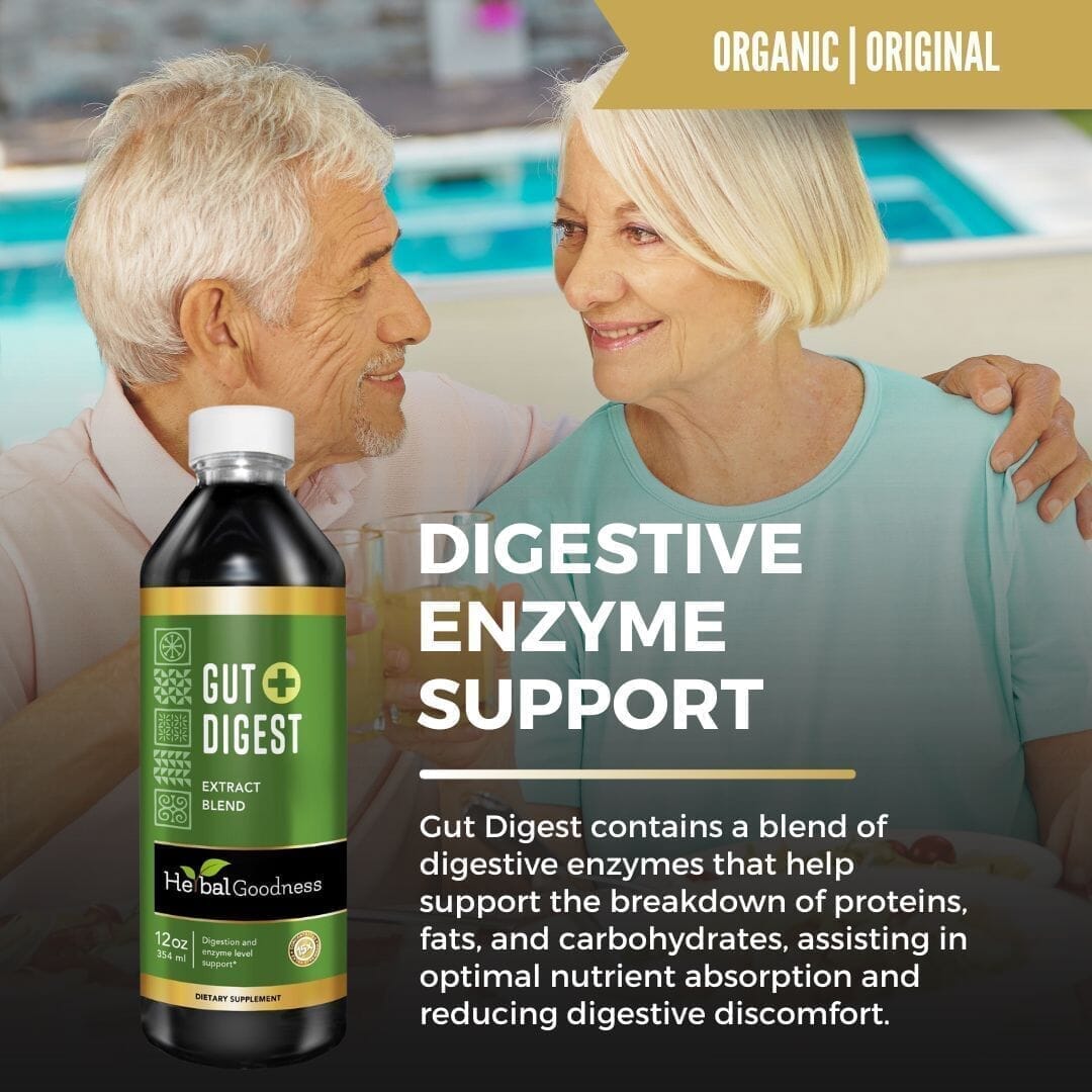 Gut Digest Plus - Organic - Liquid - Digestion & Enzyme Level Support - Herbal Goodness Liquid Extract Herbal Goodness 