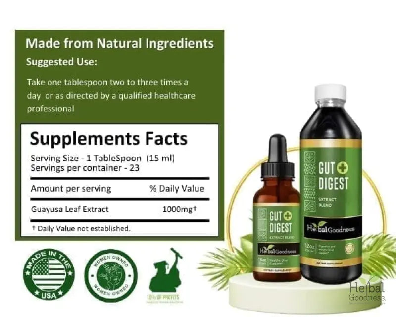 Gut Digest Plus - Organic - Liquid - Digestion & Enzyme Level Support - Herbal Goodness Liquid Extract Herbal Goodness 