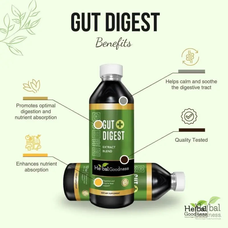 Gut Digest Plus - Organic - Liquid - Digestion & Enzyme Level Support - Herbal Goodness Liquid Extract Herbal Goodness 