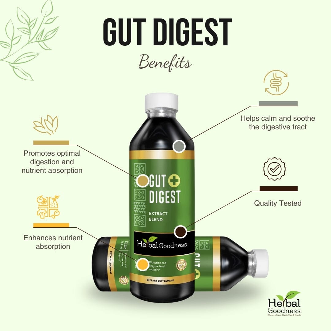 Gut Digest Plus - Organic - Liquid - Digestion & Enzyme Level Support - Herbal Goodness Liquid Extract Herbal Goodness 