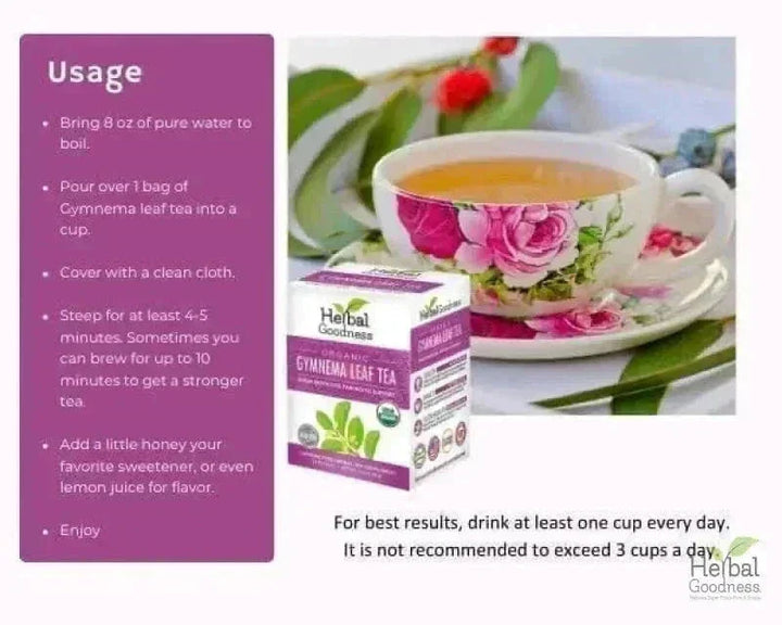 Gymnema Leaf Extract - Organic - Tea 24/2g - Herbal Goodness Tea & Infusions Herbal Goodness 