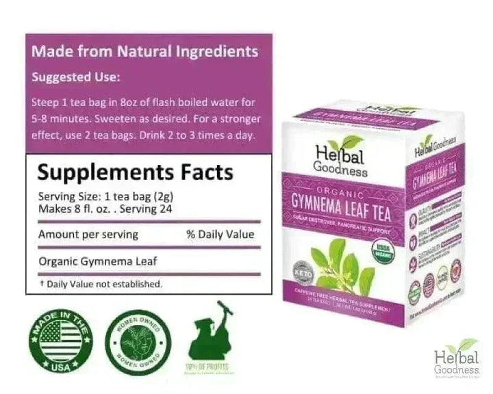 Gymnema Leaf Extract - Organic - Tea 24/2g - Herbal Goodness Tea & Infusions Herbal Goodness 