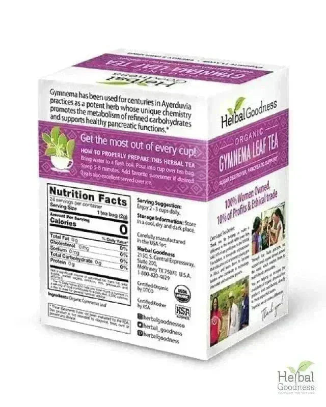 Gymnema Leaf Tea - Organic 24/2g Tea bags - Metabolism & Blood Sugar Tea & Infusions Herbal Goodness 