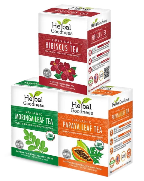 Organic Herbal Tea Trio – Build-Your-Own Bundle | Mix & Match Any 3 USDA Organic Herbal Teas & Save 20% Herbal Goodness Guava Hibiscus Bamboo 