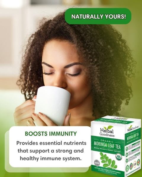 White ceramic mug with smooth glossy finish for enjoying caffeine-free moringa leaf tea herbal tea 24/2g