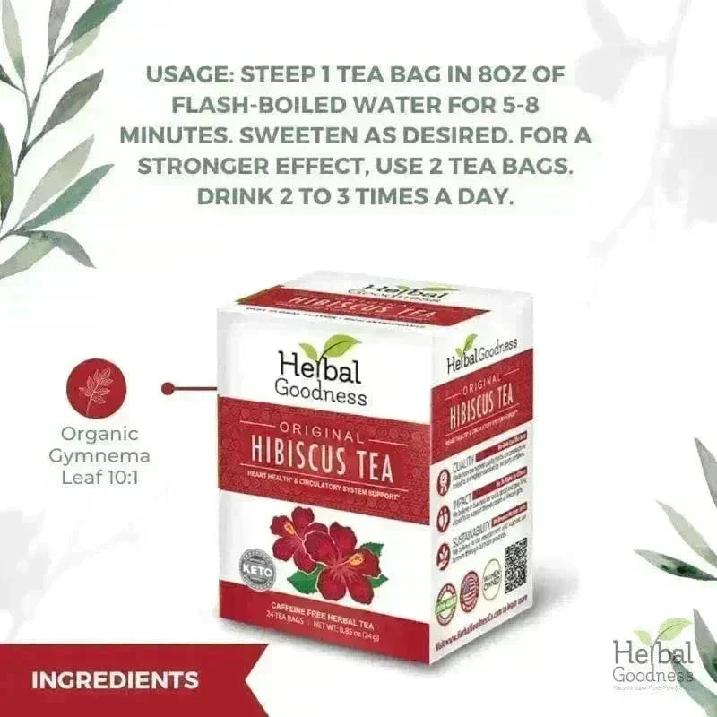 Hibiscus Tea - Organic 24/2g Tea bags - Heart Health Tea & Infusions Herbal Goodness 