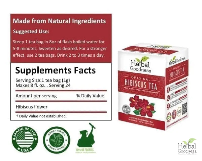 Hibiscus Tea - Organic - 24/2g - Great Taste, Immunity Boost - Herbal Goodness Tea & Infusions Herbal Goodness 