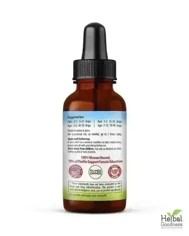Kids Plant-Based Supplements - Organic 1oz 15X Liquid Extract - Focus, Calm, Sleep, Tummy Liquid Extract Herbal Goodness 