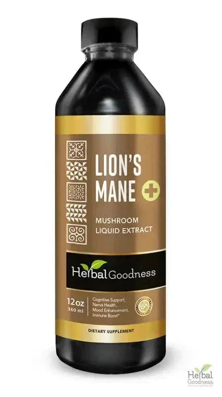 Lion's Mane Mushroom Liquid Extract - Organic 1oz - Brain & Mood Liquid Extract Herbal Goodness 12oz 
