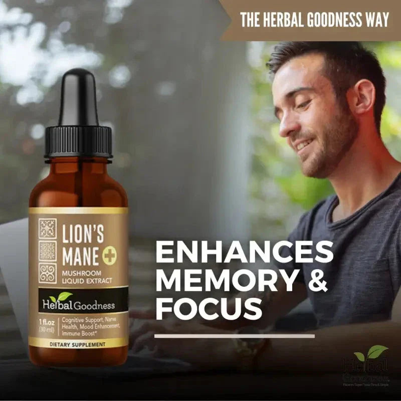 Lion's Mane Mushroom Liquid Extract Herbal Goodness 