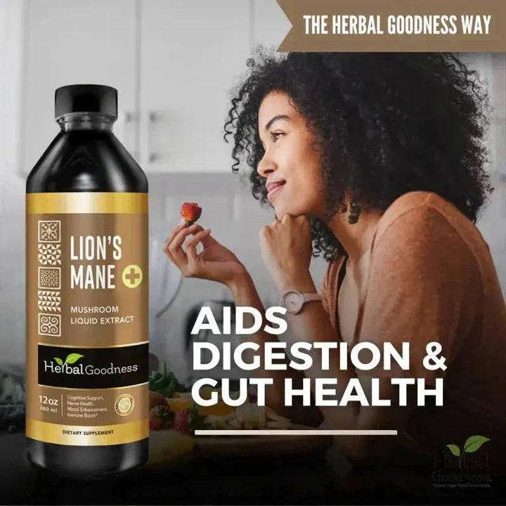 Lion's Mane Mushroom Liquid Extract - Organic 1oz - Brain & Mood Liquid Extract Herbal Goodness 
