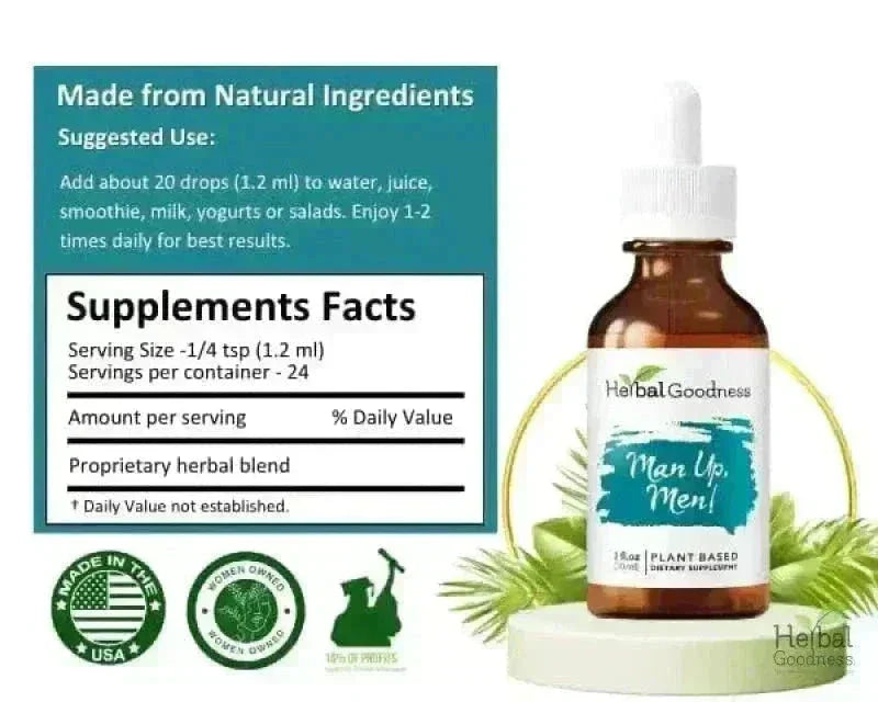 Man Up Men - 2fl.oz - Male Hormones & Vitality Liquid Extract Herbal Goodness 