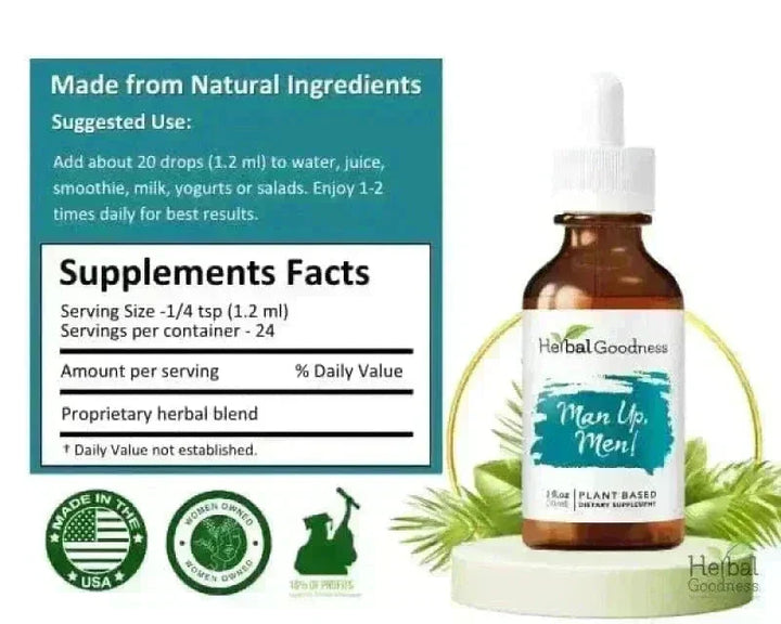 Man Up Men - 2fl.oz - Male Hormones & Vitality Liquid Extract Herbal Goodness 