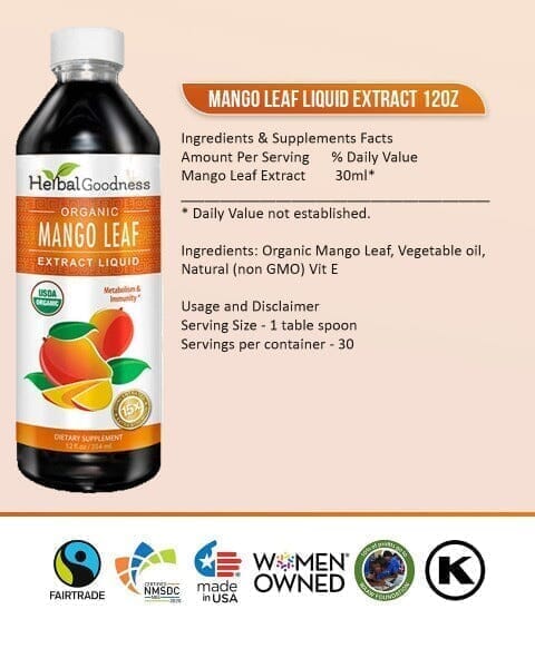 Mango Leaf Extract - Organic - Liquid - Metabolism, Gut & Immunity - Herbal Goodness Liquid Extract Herbal Goodness 