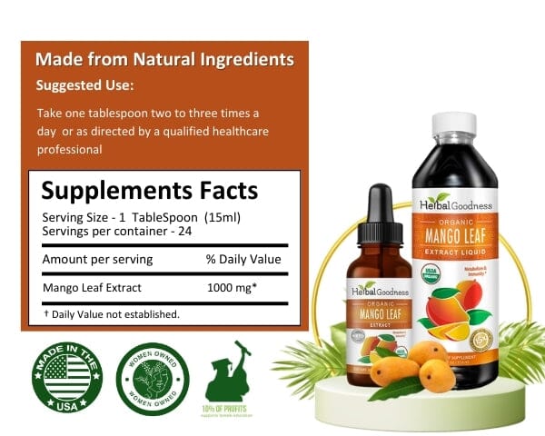 Mango Leaf Extract - Organic - Liquid - Metabolism, Gut & Immunity - Herbal Goodness Liquid Extract Herbal Goodness 