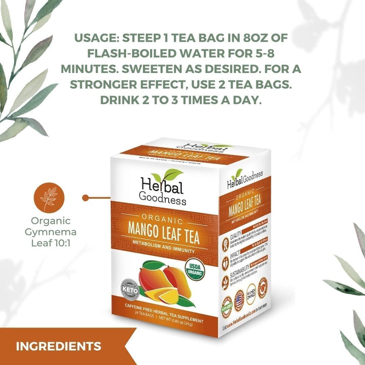 Mango Leaf Tea - Organic 24/2g - Metabolism & Immunity - Herbal Goodness Tea & Infusions Herbal Goodness 