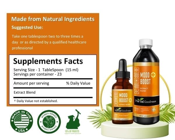 Mood Boost Extract Blend Liquid - Natural, Non-GMO - Relaxation, Calm, Mood Support - Herbal Goodness Liquid Extract Herbal Goodness 