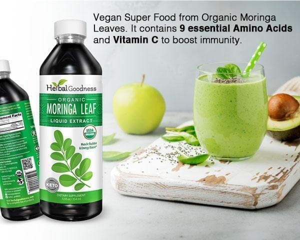 Moringa Leaf Extract Liquid - Organic 15X Strength - Energy, Protein & Immunity - Herbal Goodness Liquid Extract Herbal Goodness 