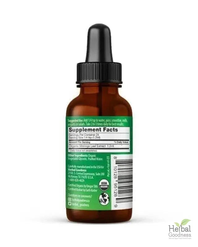 Moringa Leaf Extract - Organic 1oz 15X Liquid Extract - Immunity & Wellbeing Liquid Extract Herbal Goodness 