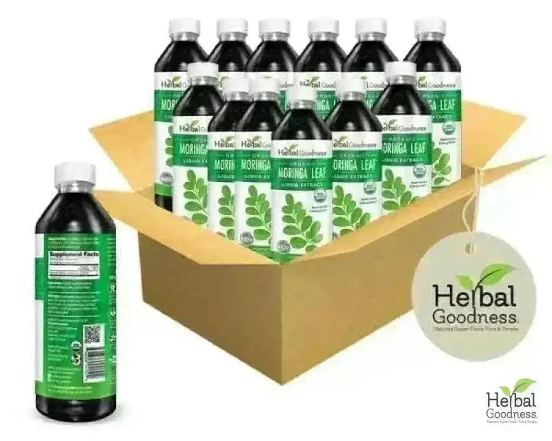 Moringa Leaf Extract - Organic 1oz 15X Liquid Extract - Immunity &amp; Wellbeing Liquid Extract Herbal Goodness 12 oz Case(12) 