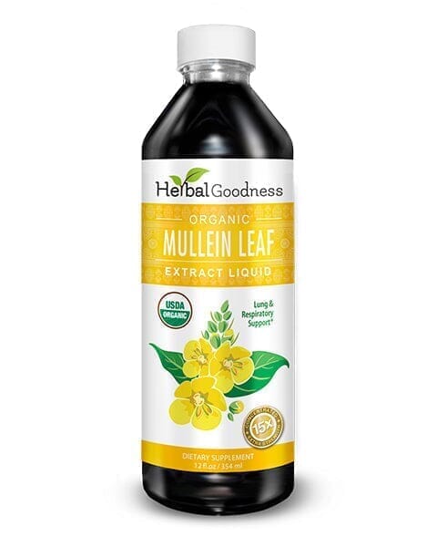 Mullein Leaf Extract Liquid - Organic 15X Strength - Lung & Respiratory Support - Herbal Goodness Liquid Extract Herbal Goodness 12 oz 