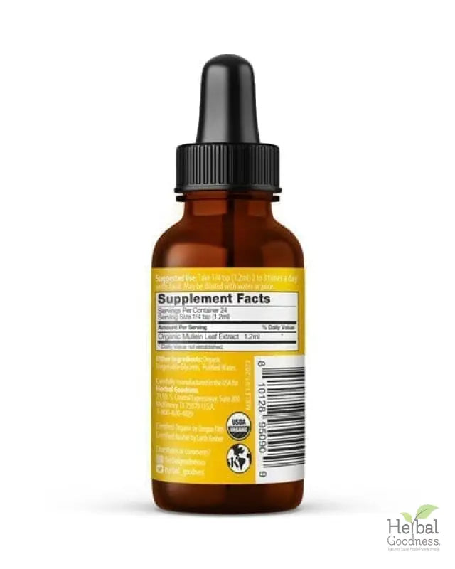 Mullein Leaf - Organic 15X Liquid Extract - Respiratory &amp; Lung Health Liquid Extract Herbal Goodness 