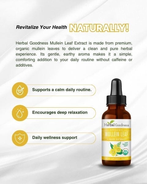 Mullein Leaf - Organic 15X Liquid Extract - Respiratory & Lung Health Liquid Extract Herbal Goodness 