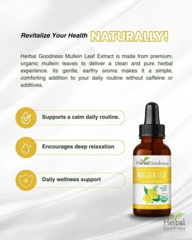 Mullein Leaf - Organic 15X Liquid Extract - Respiratory &amp; Lung Health Liquid Extract Herbal Goodness 