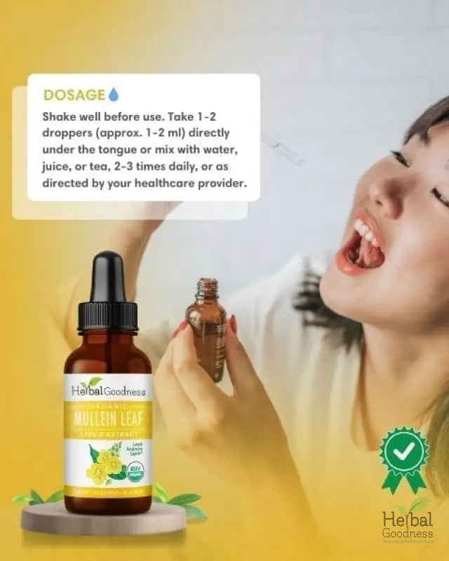 Mullein Leaf - Organic 15X Liquid Extract - Respiratory &amp; Lung Health Liquid Extract Herbal Goodness 