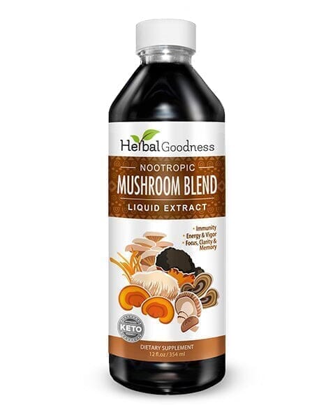 Mushroom Blend Extract - Brain Boost, Nootropic Health, Joint & Immunity - Herbal Goodness Liquid Extract Herbal Goodness 12 oz 