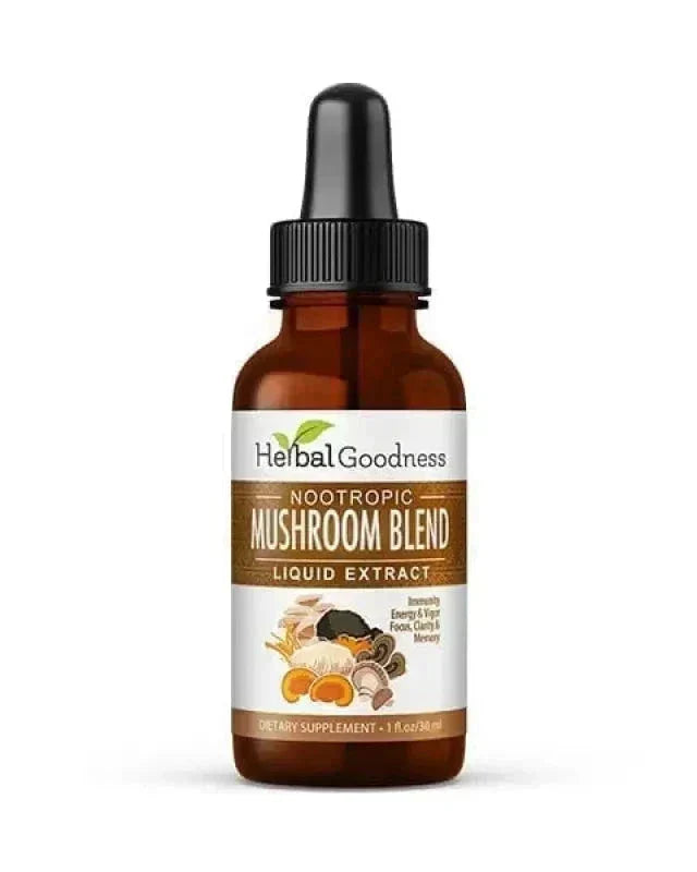 Mushroom Blend - Organic 15X Liquid Extract - Adaptogens Liquid Extract Herbal Goodness 1 oz 