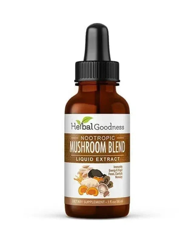 Mushroom Blend - Organic 1oz 15X Liquid Extract - Adaptogens & Brain Power Liquid Extract Herbal Goodness 1 oz 