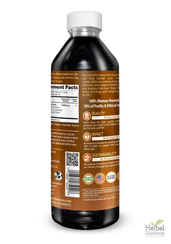 Mushroom Blend - Organic 1oz 15X Liquid Extract - Adaptogens & Brain Power Liquid Extract Herbal Goodness 