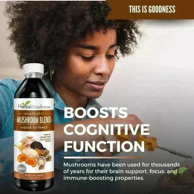 Mushroom Blend - Organic 1oz 15X Liquid Extract - Adaptogens & Brain Power Liquid Extract Herbal Goodness 