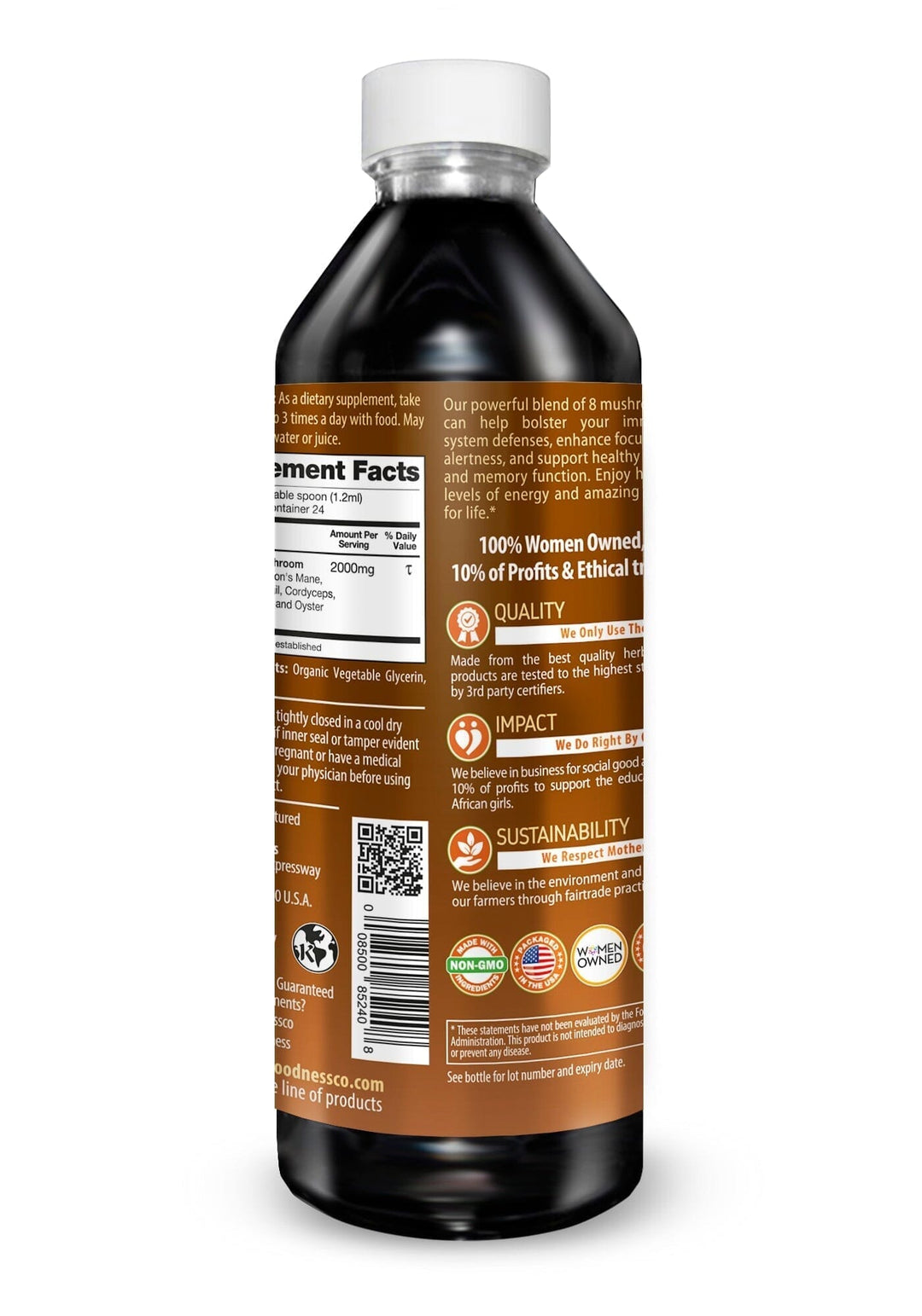 Mushroom Blend - Organic 1oz 15X Liquid Extract - Adaptogens & Brain Power Liquid Extract Herbal Goodness 