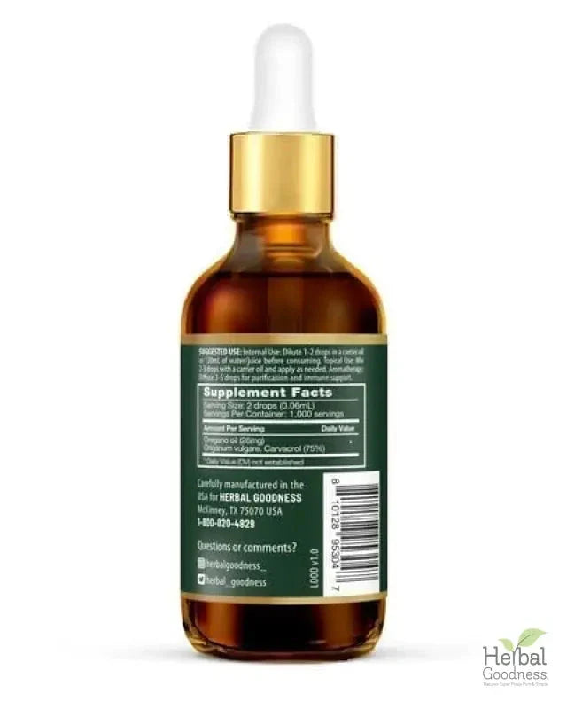 Oil of Oregano 75% Carvacrol – 2oz Liquid Extract | Buy Potent Oregano Oil for Immune Support Liquid Extract Herbal Goodness 